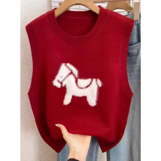 批发新年本命年红色<b class='q'>毛衣</b>马甲背心女秋冬新款洋气叠穿<b class='q'>宽松</b>内搭无袖上衣