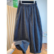 批发<b class='q'>外贸</b>出口日单外单高级感格子裤女<b class='q'>大码</b>宽松休闲百搭阔腿九分气球裤