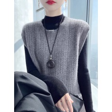 批发<b class='q'>超</b>洋气纯羊毛马甲女款2026新款早春季针织背心女扭结叠穿无袖毛衣