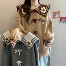 批发大码长袖新款红色宽松百搭毛衣<b class='q'>春</b>秋女装爆款减龄洋气感针织衫上衣