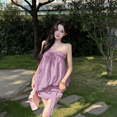 批发方圆同款<b class='q'>抹胸</b>花苞收腰包臀裙摩登时髦辣妹风包臀短裙子女
