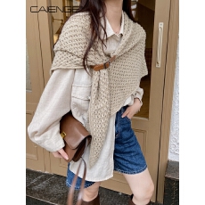 批发春秋三角巾针织披肩斗篷冬季外搭加厚毛衣围巾女韩版百搭围巾围脖