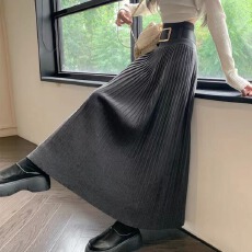 批发百褶针织半身裙女秋冬2025新款宽松显廋大摆高个子<b class='q'>长</b><b class='q'>裙</b>遮跨a字裙