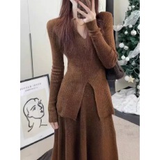 批发毛衣套装女早秋穿搭2025新款高级感洋气针织上衣绝美半身裙两件套