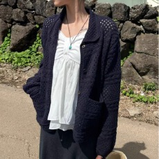 批发韩国春秋季日系复古感镂空翻领宽松休闲百搭长袖针织<b class='q'>开衫外套</b>