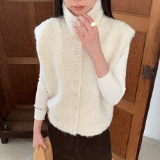 批发<b class='q'>秋</b>冬 圈圈羊毛毛绒绒软糯百搭高领针织马甲上衣加厚毛衣外套 9901