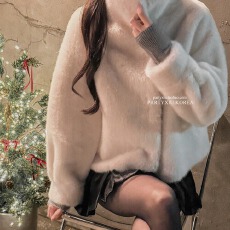 批发2025韩国气质百搭仿<b class='q'>皮草</b>环保毛加厚立领宽松<b class='q'>外套</b>上衣棉衣