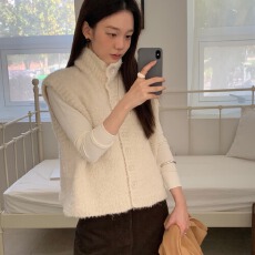 批发26春新圈圈羊毛毛绒绒软糯百搭高领针织<b class='q'>马甲</b>上衣加厚毛衣外套