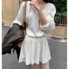 批发甜美少女 <b class='q'>韩国</b>26春新品淑女风短款收腰长袖连衣裙