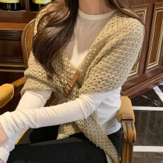 春秋三角巾针织披肩斗篷冬季外搭加厚毛衣围巾女韩版百搭围巾围脖