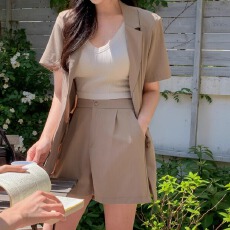 批发夏季薄款chic百搭西装短裤+帅气<b class='q'>西服</b>外套两件套装