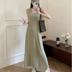 批发实拍 跑量款 简约<b class='q'>百搭</b>大码宽松遮肉无袖针织连衣裙叠穿内搭88162