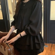 批发甜美少女韩国ins风2026防晒雪纺长袖收腰系绳迷你连衣裙