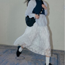 批发韩系浪漫立体花朵肌理感精致可爱休闲百搭长裙半身裙