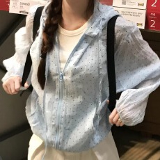 批发防晒显瘦夏季波点松弛感减龄连帽花边外套衫小个子 已售 0
