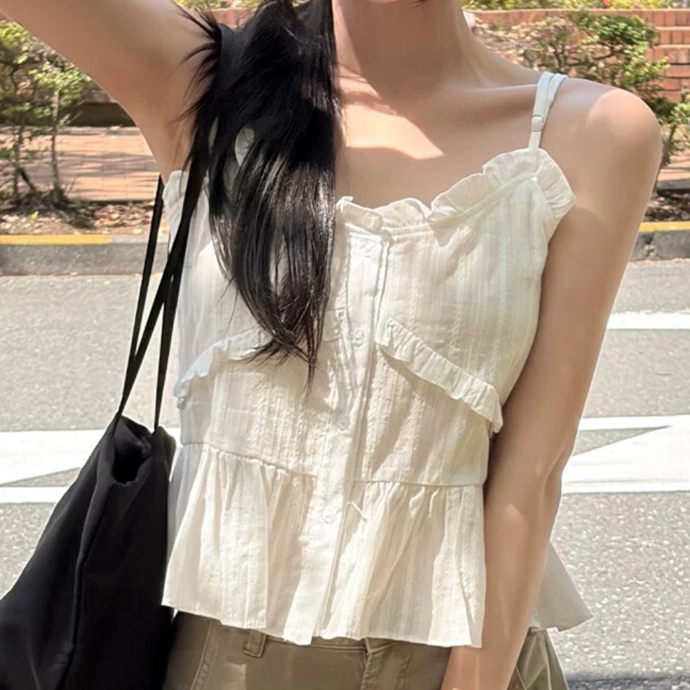 작은 청신 품격 슬립 셔츠 여성 의류 한국 레트로 주름 질감 부서 버클 레이스 디자인 센스 인사이드 잡아라. 의류