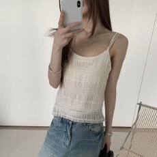 批发时尚舒适褶皱吊带背心女内搭外穿<b class='q'>打底衫</b>上衣