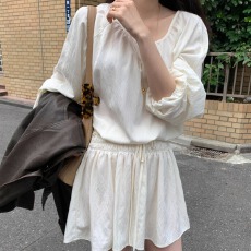 批发甜美少女 韩国26春秋新品淑女风短款收腰长袖<b class='q'>连衣裙</b>