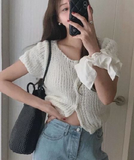 짜임 오픈 가디건 외부 맨위 여성 한국 라운드 넥 싱글 줄 버튼 몸매 가꾸기 슬림해 보이는 달콤함 사탕 색상 스웨터 코트