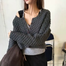批发2026年早秋韩系设计感叠穿小开衫外套宽松女