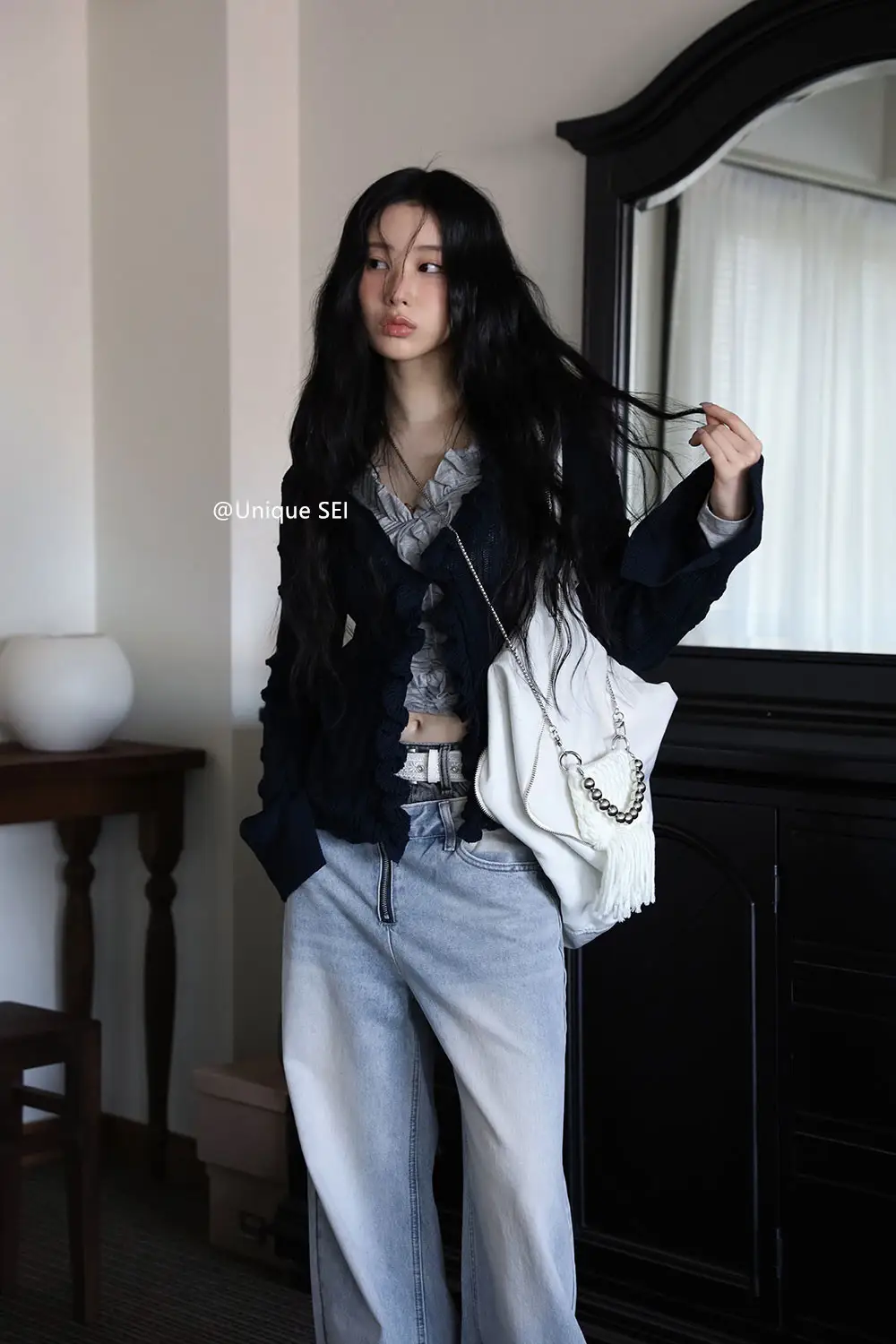 프릴 디테일 꽈배기 가디건 상세 이미지 8