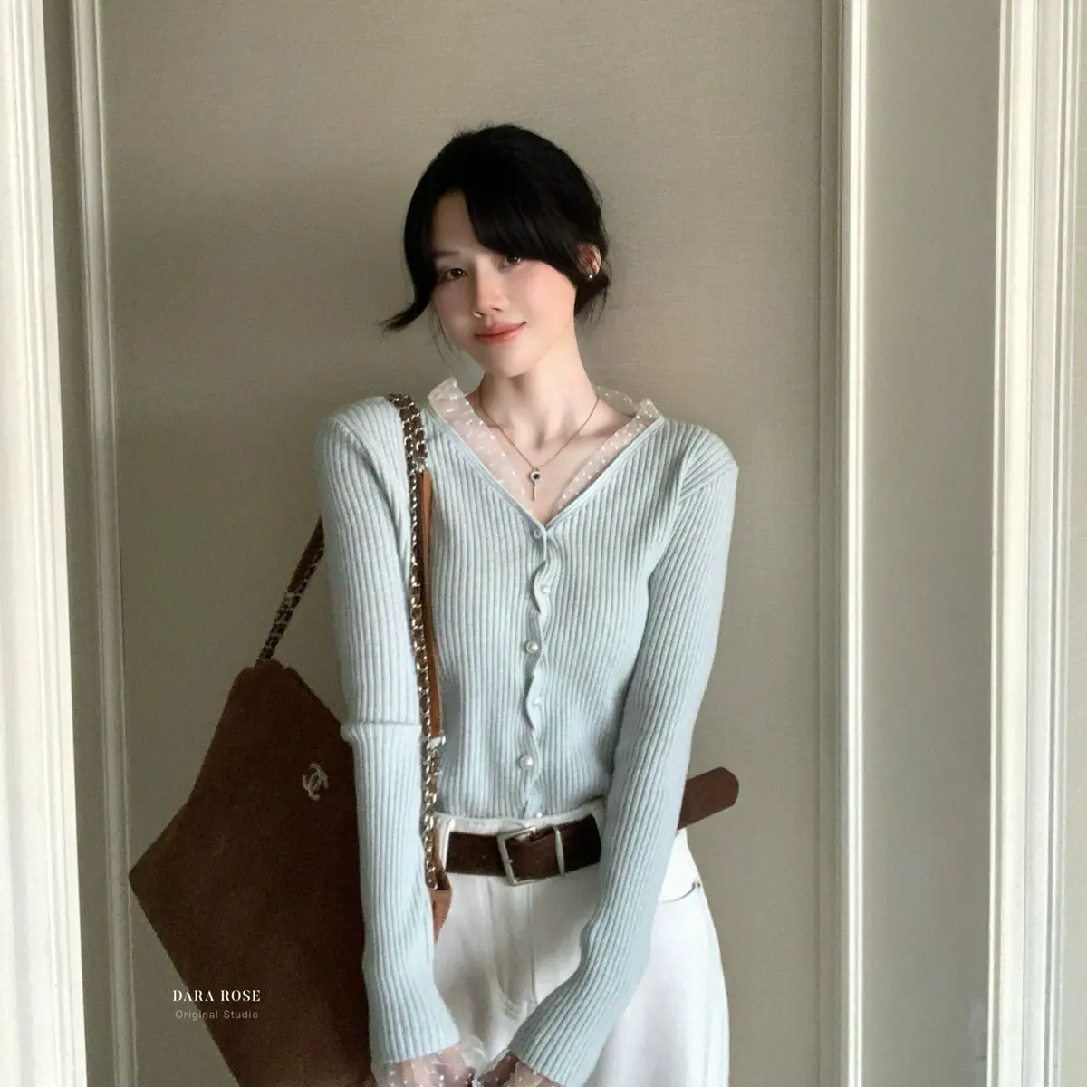레이스 V넥 가디건 상세 이미지 1
