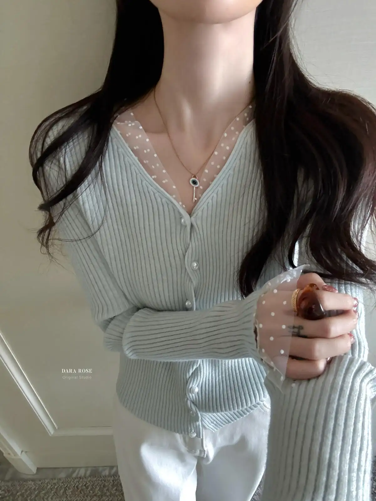 레이스 V넥 가디건 상세 이미지 8