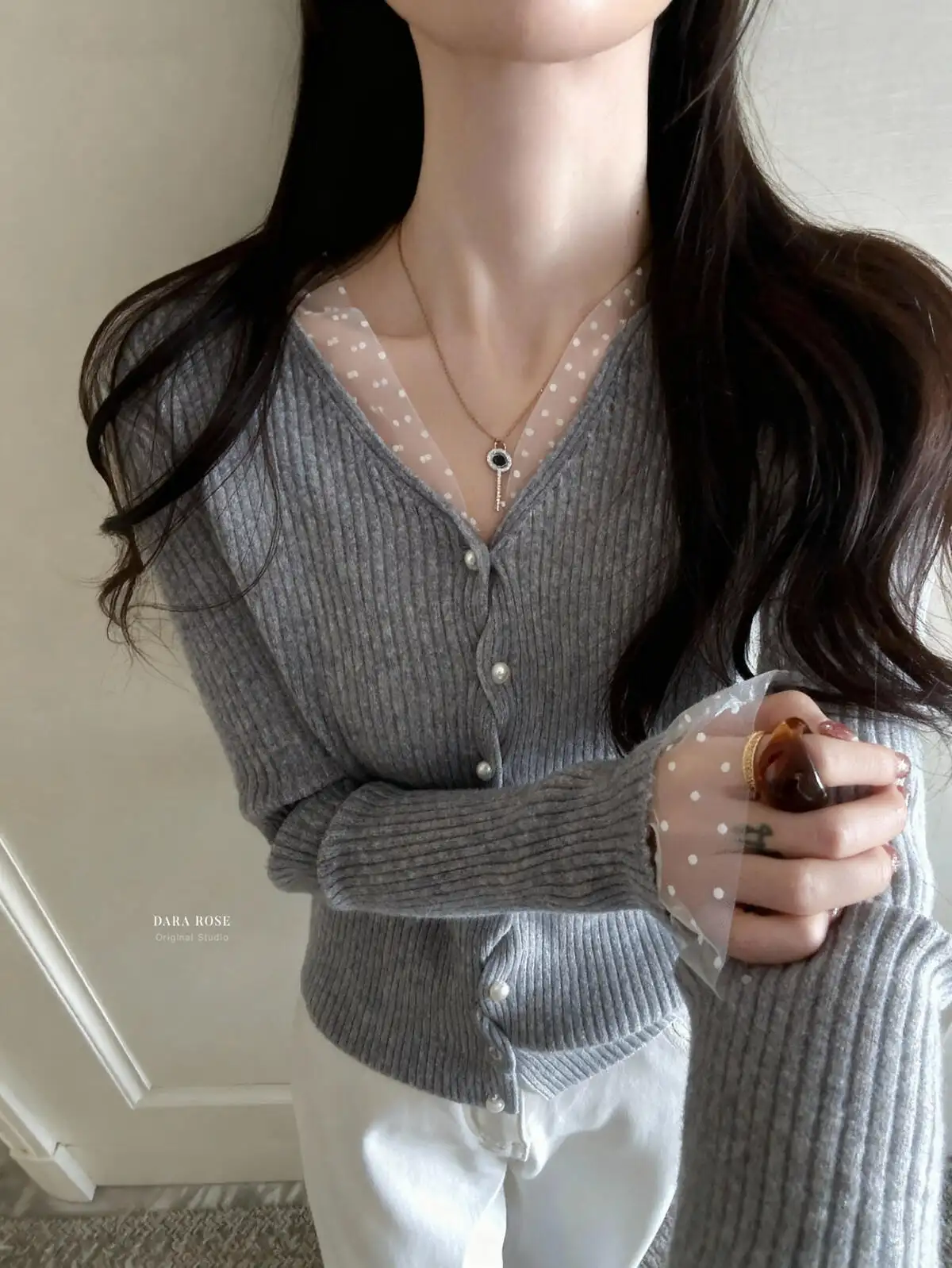 레이스 V넥 가디건 상세 이미지 14