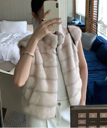 dtetolie 레트로 스타일 스탠드 칼라 모방 밍크 코트 조끼 여자 가을 겨울철 품격 보온 민소매 모피 지퍼 재킷