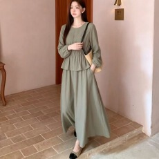 批发轻奢优雅风收腰<b class='q'>连衣裙</b>女长袖显瘦高级感