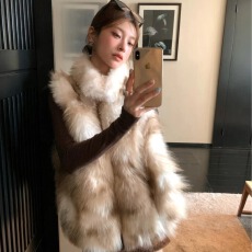 批发2026新款仿狐狸毛皮草女冬双色高级气质短款加厚保暖环保毛毛马甲
