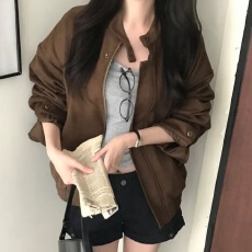 批发小众百搭复古美拉德<b class='q'>通勤</b>麂皮秋冬夹克外套