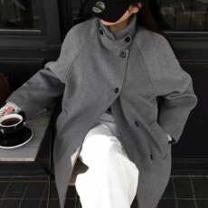 批发毛呢外套女2026秋冬<b class='q'>新款</b>高级感立领加厚保暖呢子大衣