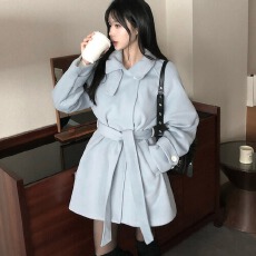 批发韩国东大门冬季新款纯色加棉加厚毛呢<b class='q'>保暖</b>外套小个子呢大衣女