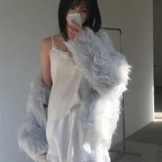 批发韩国氛围感羊毛圈圈长拉毛针织毛衣开衫外套秋冬上衣女