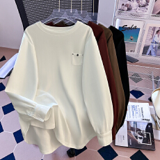 批发<b class='q'>实拍</b> 圆领长袖<b class='q'>T</b><b class='q'>恤</b>女2025秋季新款时尚宽松百搭减龄打底衫潮