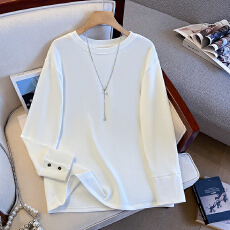 批发<b class='q'>实拍</b> 2025秋季新款韩版时尚宽松休闲圆领长袖<b class='q'>T</b><b class='q'>恤</b>女抓毛薄绒上衣潮