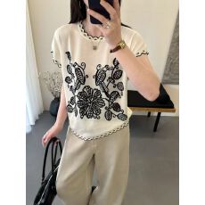 批发官图夏季新款韩版刺绣<b class='q'>花朵</b>短袖上衣女百搭显瘦遮肉波浪边T恤