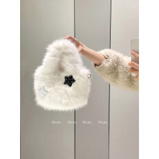 批发实拍特y2k冬日星星黑白手提水桶包