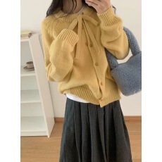 批发韩系甜美温柔风圆领系带针织开衫女秋冬新款宽松减龄软糯毛衣<b class='q'>外套</b>