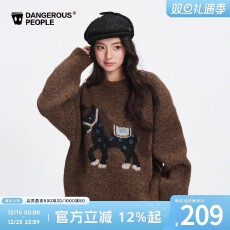 批发dsp<b class='q'>新款</b>小马针织衫冬宽松慵懒<b class='q'>情侣</b><b class='q'>红色</b>毛衣