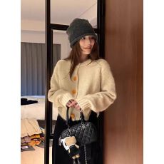 批发高级感小众秋冬圆领针织开<b class='q'>衫</b>女慵懒宽松显瘦百搭毛衣外套上衣