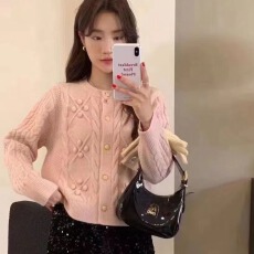 批发韩系温柔慵懒麻花<b class='q'>开衫</b>毛衣外套短款2025秋冬新款羊毛<b class='q'>针织</b>纯色上衣