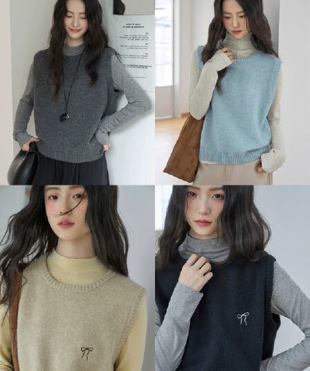 모 확인 회색 스택 착용 니트 베스트 조끼 여성 2026 봄 새로운 루즈핏 슬림해 보이는 인사이드 가져 가라. 외출용 조끼