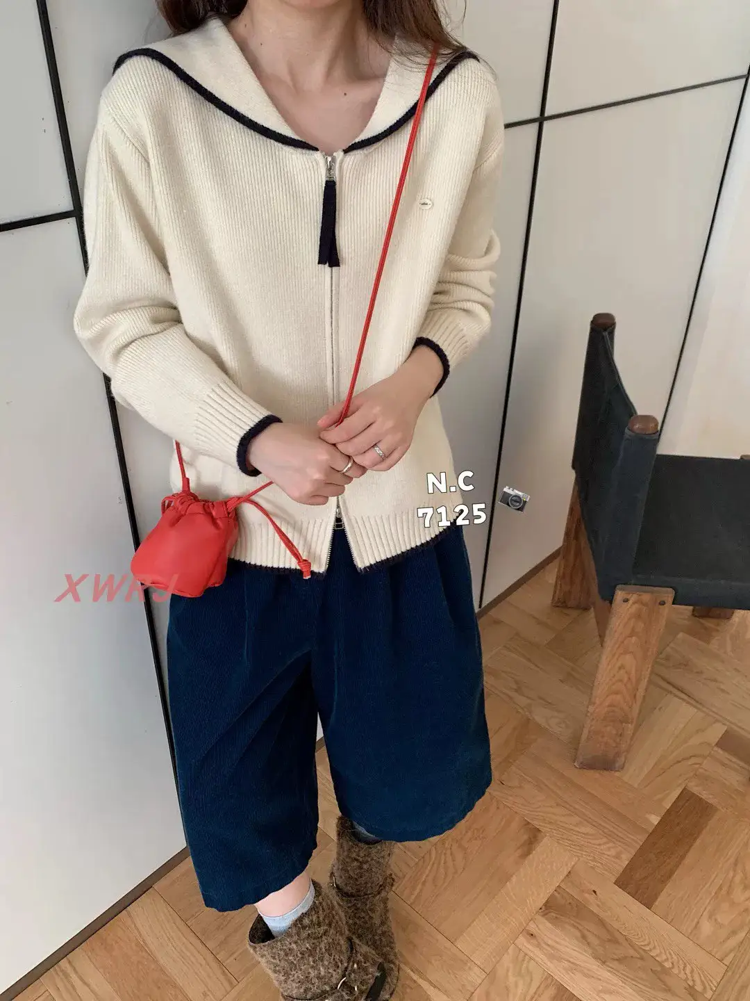 세일러 칼라 니트 가디건 상세 이미지 2