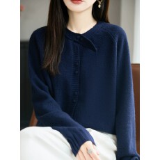 批发时尚高级感双扣<b class='q'>针织</b>打底衫女2026新款洋气大码女装上衣秋冬毛衣