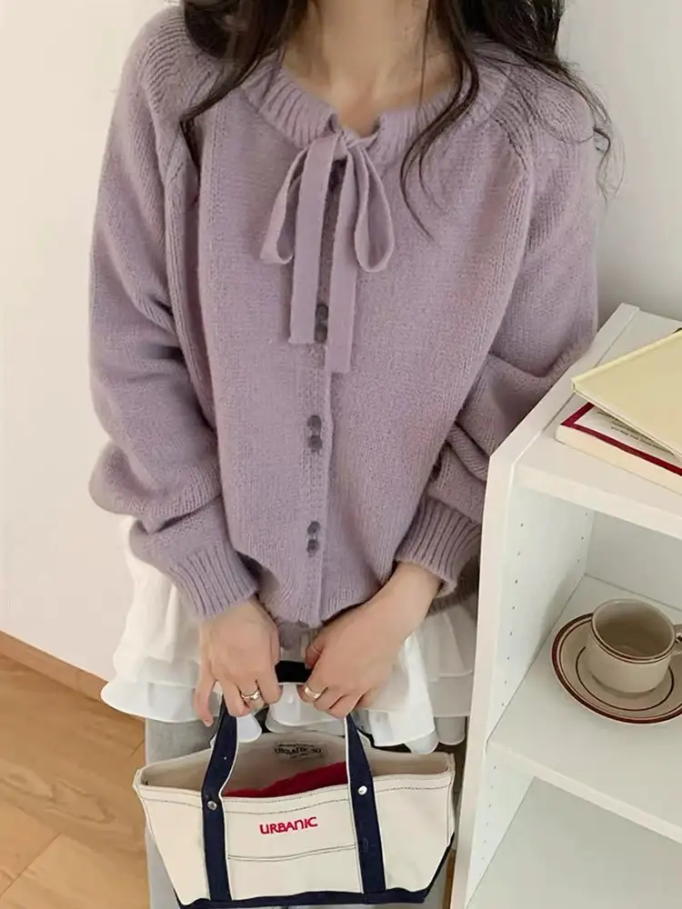 한국인기 라운드넥 니트 가디건 상세 이미지 11