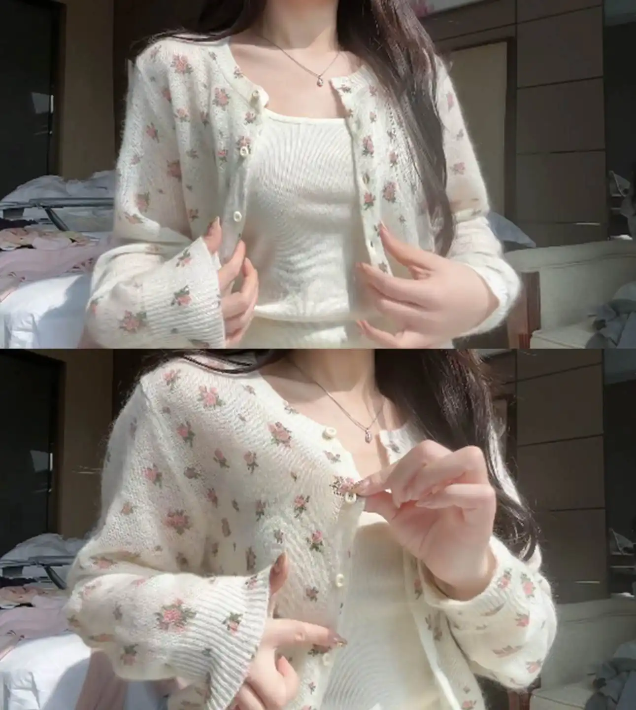 한국인기 플라워 니트 가디건 상세 이미지 2