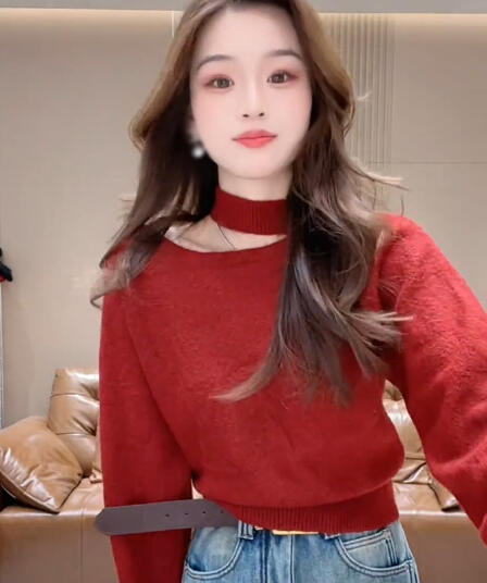 느긋한 바람 행침 목 반하이넥 패션 털 니트 스웨터 여성 2026 겨울 새로운 루즈핏 슬림해 보이는 기본 셔츠 맨위