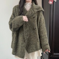 批发韩系大码女针织<b class='q'>开衫</b>早秋季穿搭2026新款氛围感上衣慵懒风毛衣外套